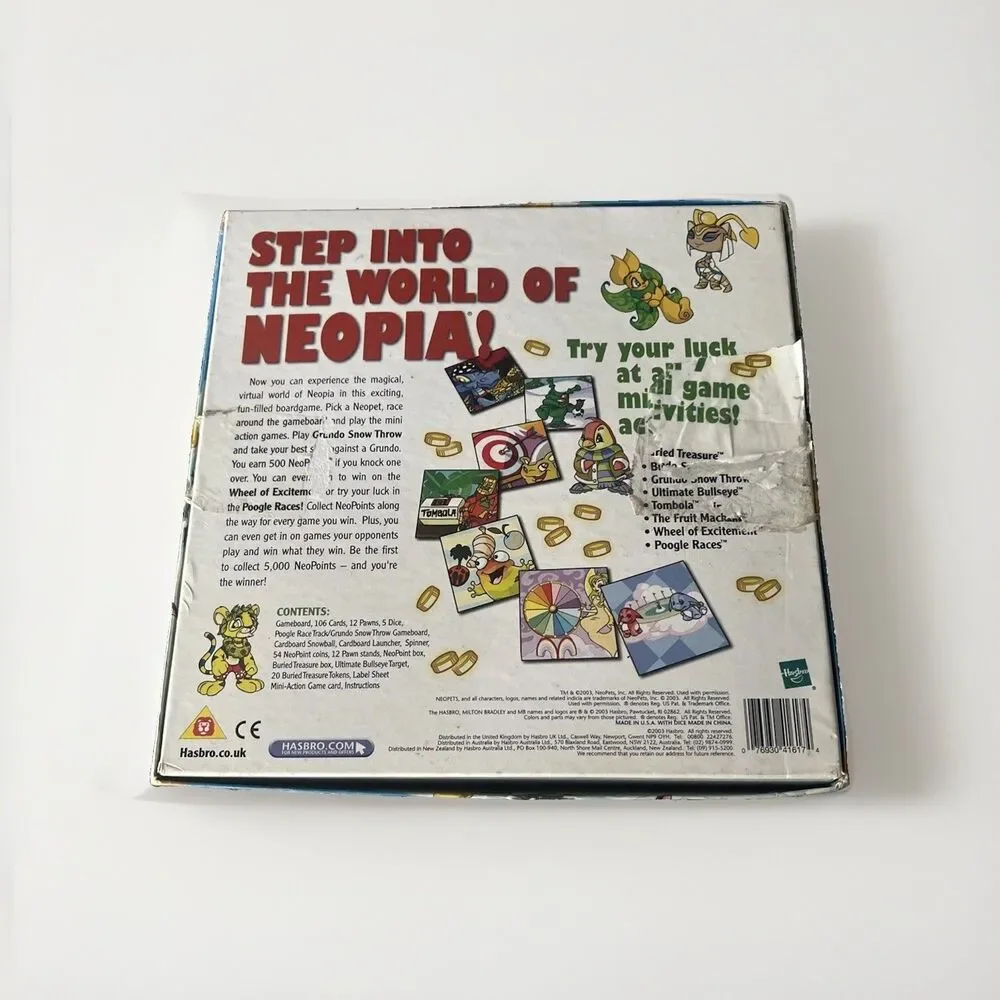 Milton Bradley Neopets Adventures in Neopia Board Game 2003 Vintage Complete